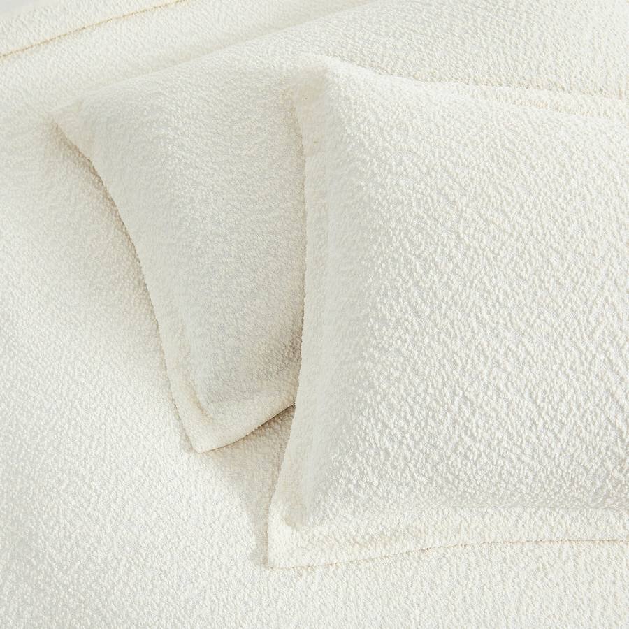 Alt View 1. Hivvago - King Size 3-Piece Off White Boucle Duvet Cover Set - Off White.