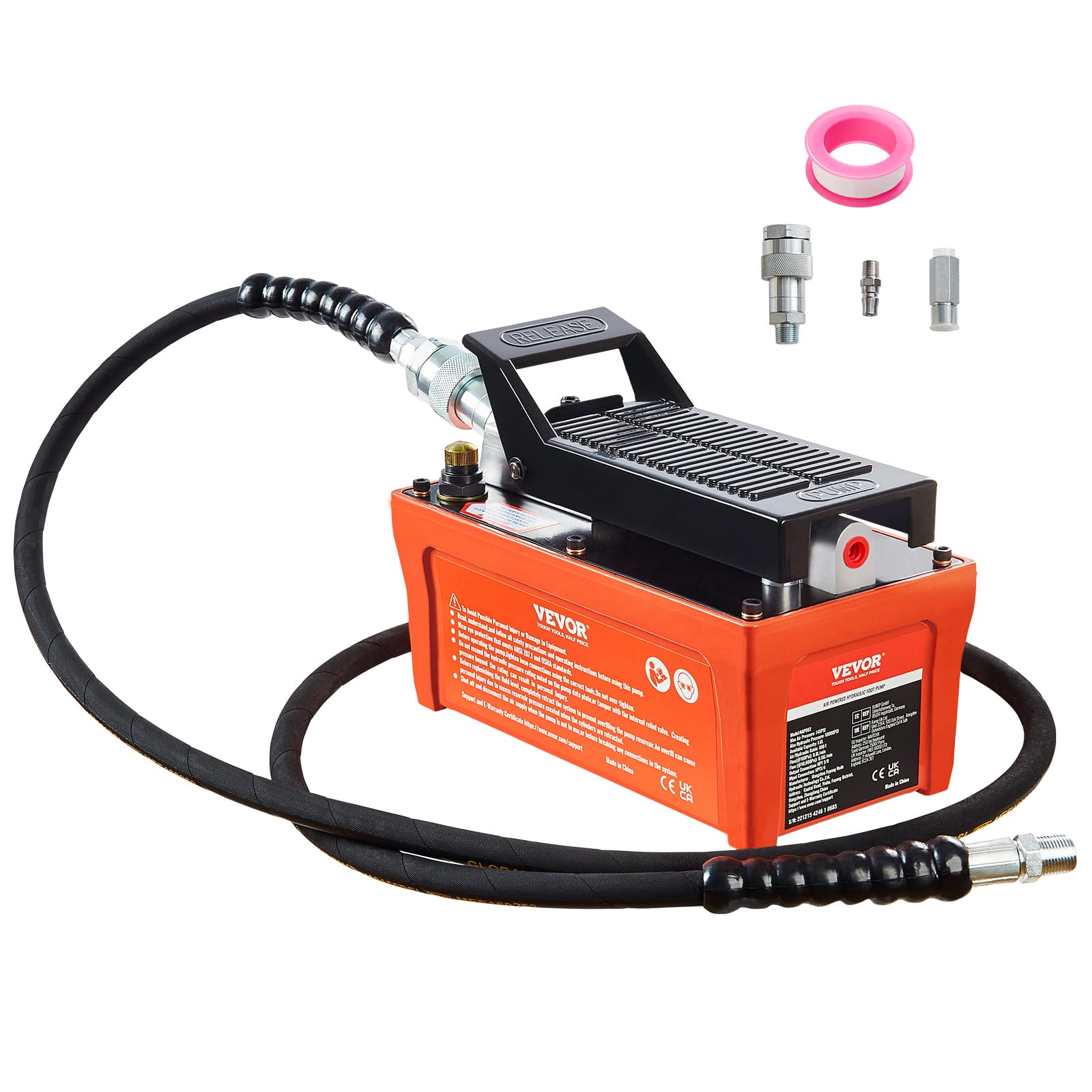 "VEVOR - Air Hydraulic Pump,10,000 PSI 1/2 Gal Reservoir,NPT 3/8"" Oil Outlet,NPT 1/4"" Inlet, 6.6 ft Pipe, Foot Actuated Hydraulic - Orange;Black" price history on PriceWatchPro