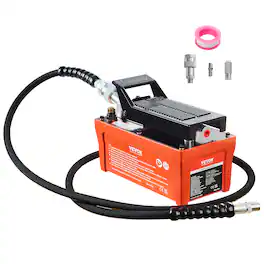 VEVOR - Air Hydraulic Pump,10,000 PSI 1/2 Gal Reservoir,NPT 3/8" Oil Outlet,NPT 1/4" Inlet, 6.6 ft Pipe, Foot Actuated Hydraulic - Orange;Black