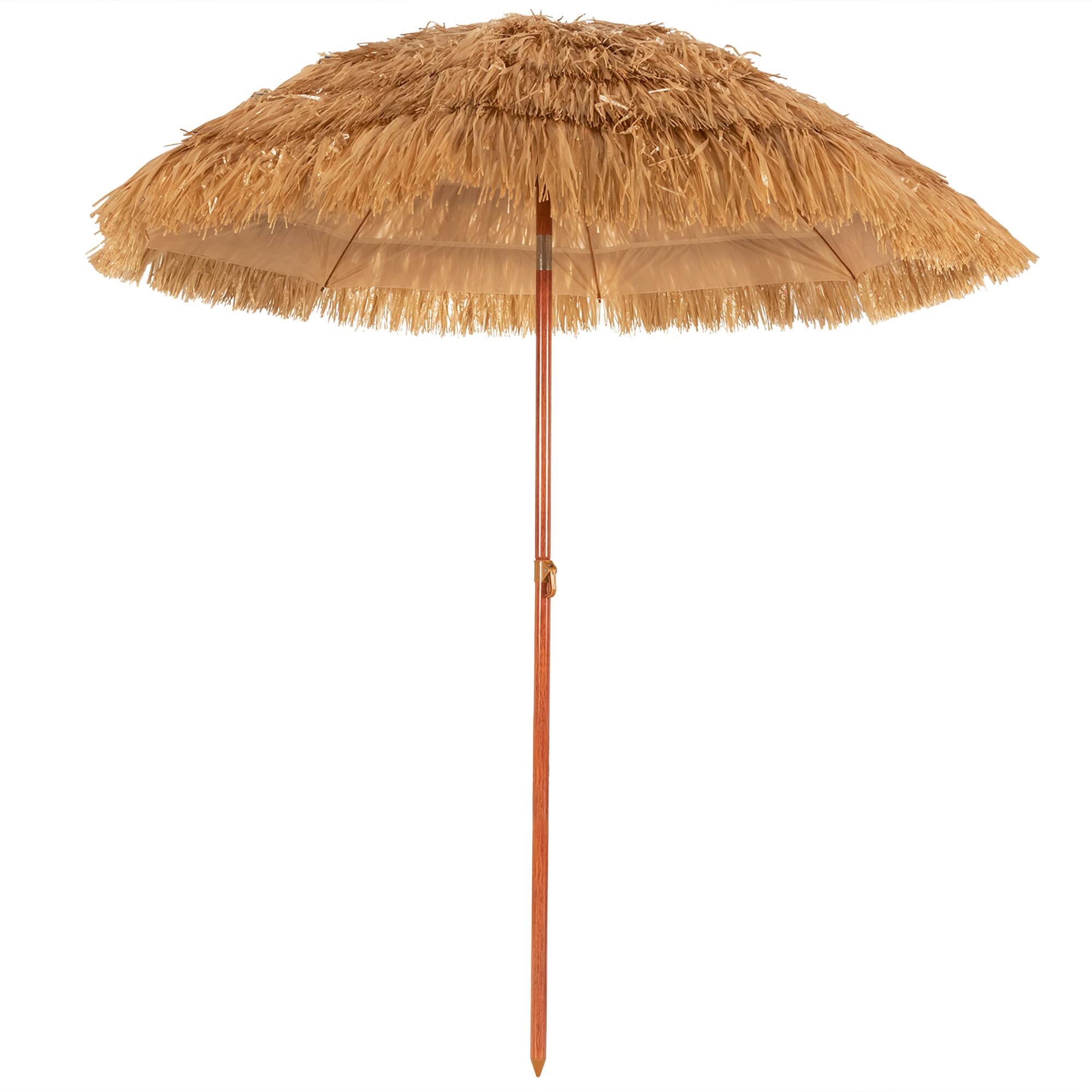 Alt View 2. Costway - 6.5 FT Thatched Beach Umbrella Tilt Tiki Hawaiian Patio Portable - Khaki.