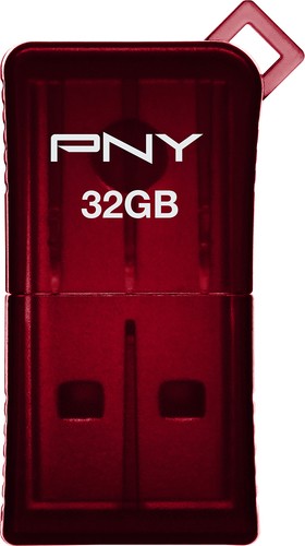  PNY - Micro Sleek 32GB USB 2.0 Flash Drive - Red