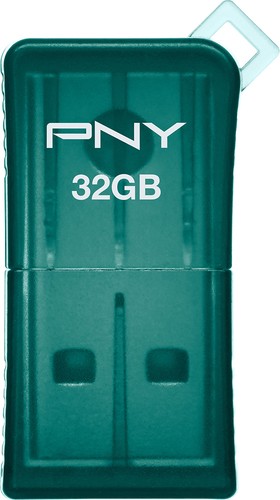  PNY - Micro Sleek 32GB USB 2.0 Flash Drive - Teal