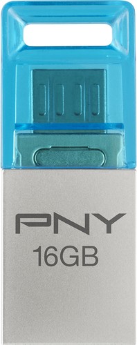  PNY - Metal Duo Link 16GB USB 2.0 Flash Drive - Steel Gray