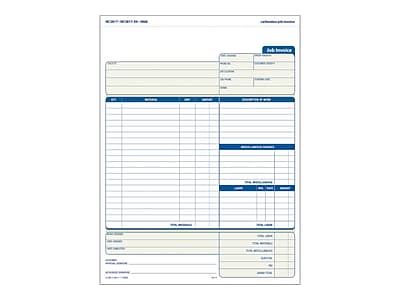Front. TOPS - Adams Job Invoices, 11.44"L x 8.5"W, 50 Sets/Pack - White/Canary/White.