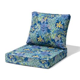 Crestlive Products - 24x24 Inch Water-Resistant Deep Seat Outdoor Replacement Cushions - Blue plants