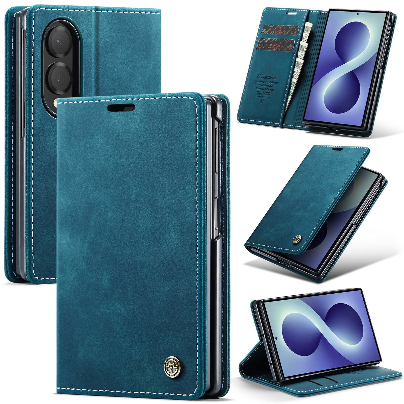 UUCOVER - For Samsung Galaxy Z Fold 8 Wallet Case,Magnetic PU Leather+PC Card Slots Case Shockproof Stand Cover - Blue price history on PriceWatchPro