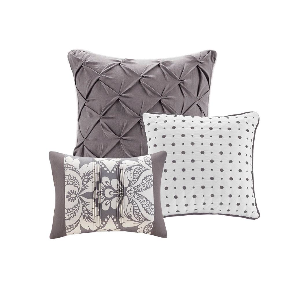Alt View 4. Gracie Mills - Gracie Mills Muriel Damask Delight 6-Piece Duvet Cover Set - Grey.