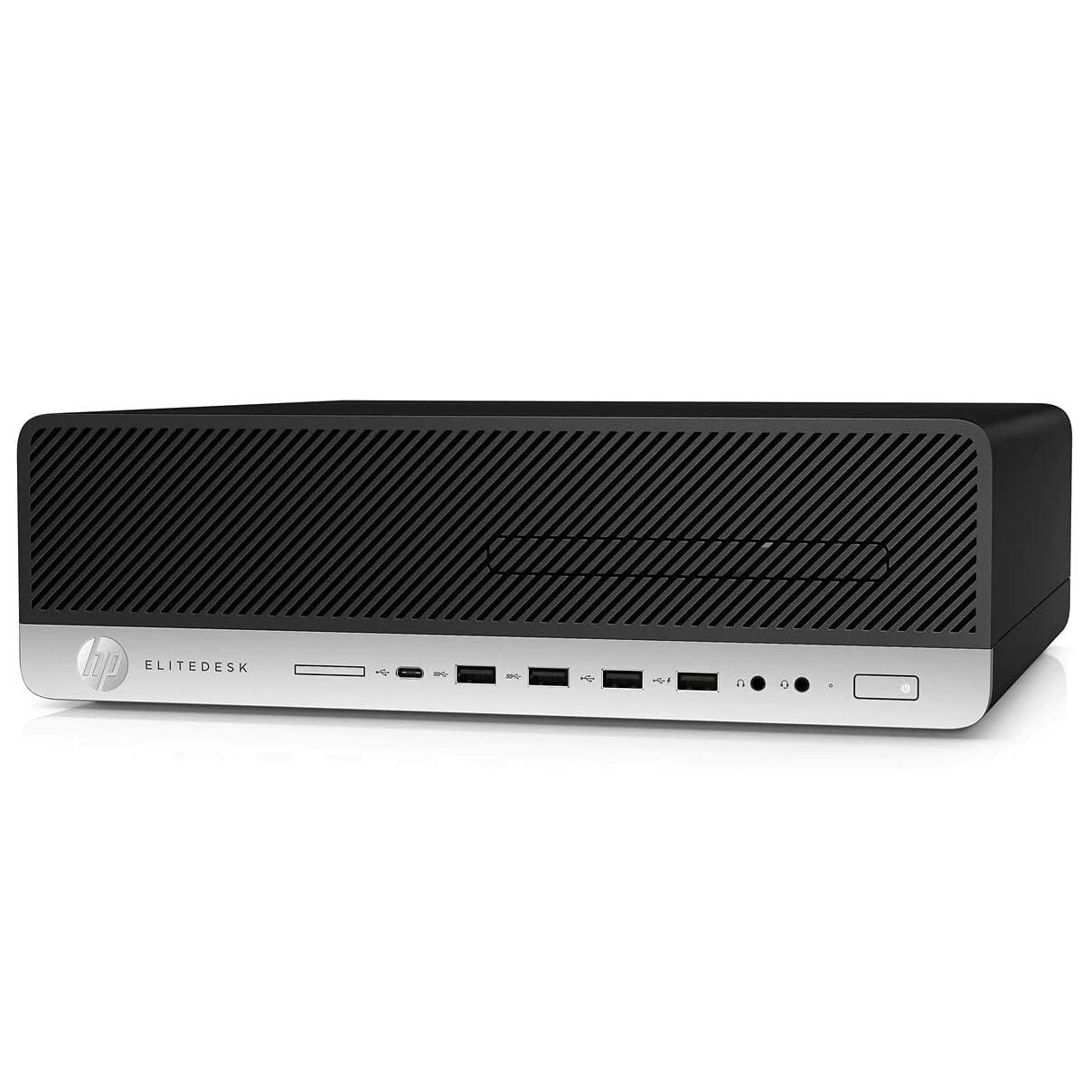 Angle. HP - HP EliteDesk 800G5 SFF Desktop PC, Intel Core i5-9500 3.0 up to 4.4Ghz, 16GB DDR4 RAM, 512GB NVMe SSD, Windows 11 Pro - Black.