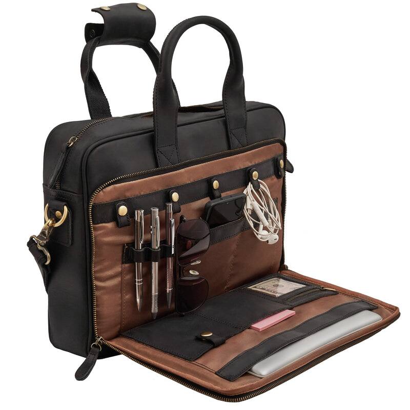 Alt View 10. Luxorro - Leather Laptop Bag for me. Fits 17" Laptops - Black.