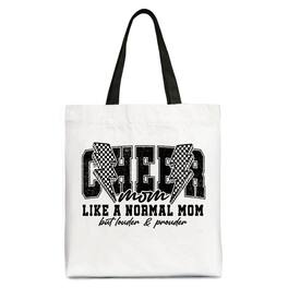 OrnamentallyYou - Cheer Mom Lightning Canvas Tote Bag, Cheerleader Retro Gift Shopper for Proud Sports Mothers - Black
