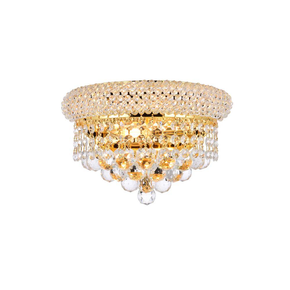 Angle. Elegant Lighting - Primo 2 light Gold Wall Sconce Clear Royal Cut Crystal - Gold.