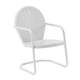 Outdoor Escape - White Metal Patio Chair with Gloss Finish – Decorative Retro Style - White Gloss