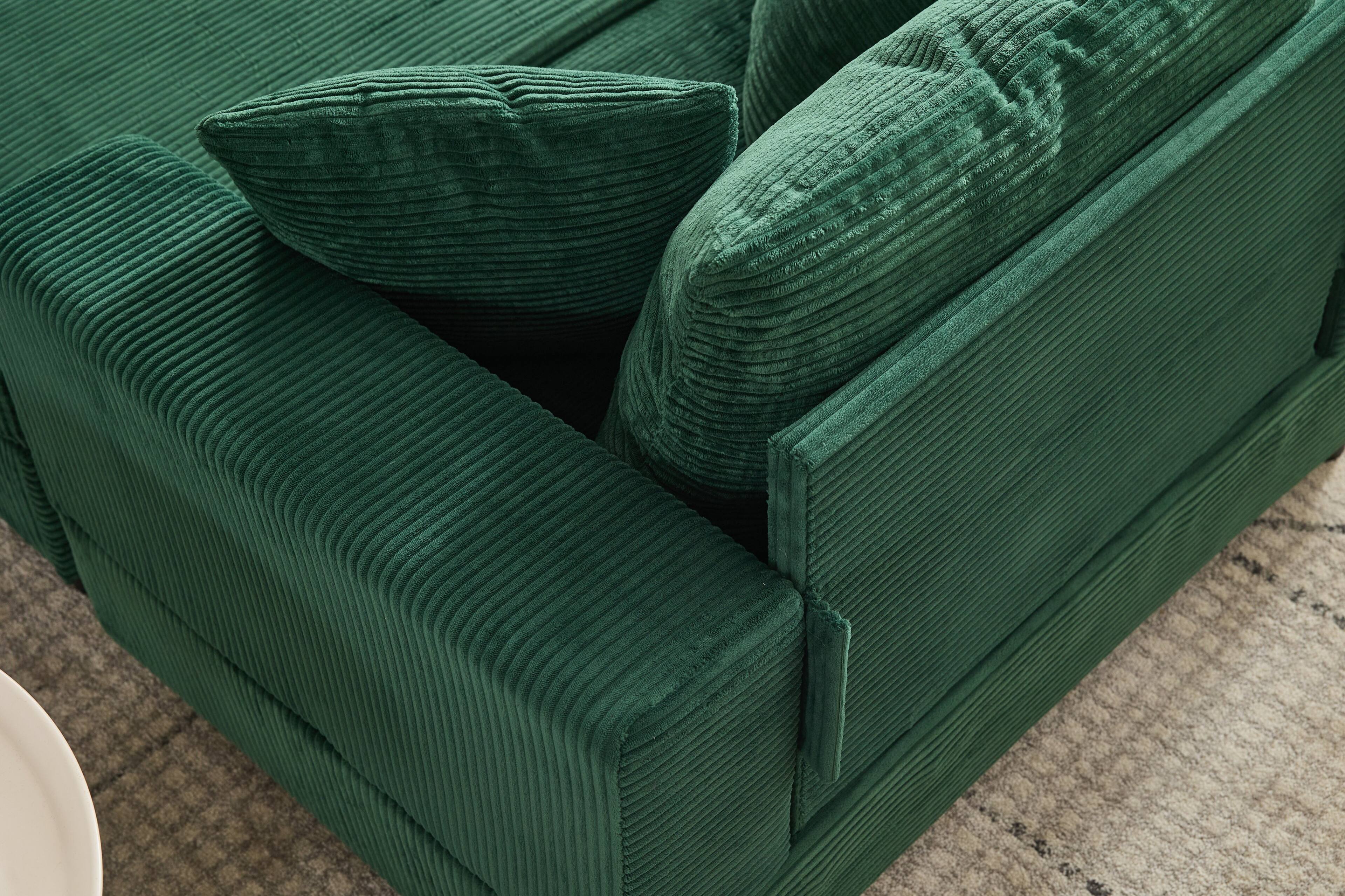 Alt View 1. TinyHomie - Chaise Lounge Chair with Removable Storage Ottoman Accent Sofa Bed Upholstered Sleeper Couch Bed with Pillows - Green.