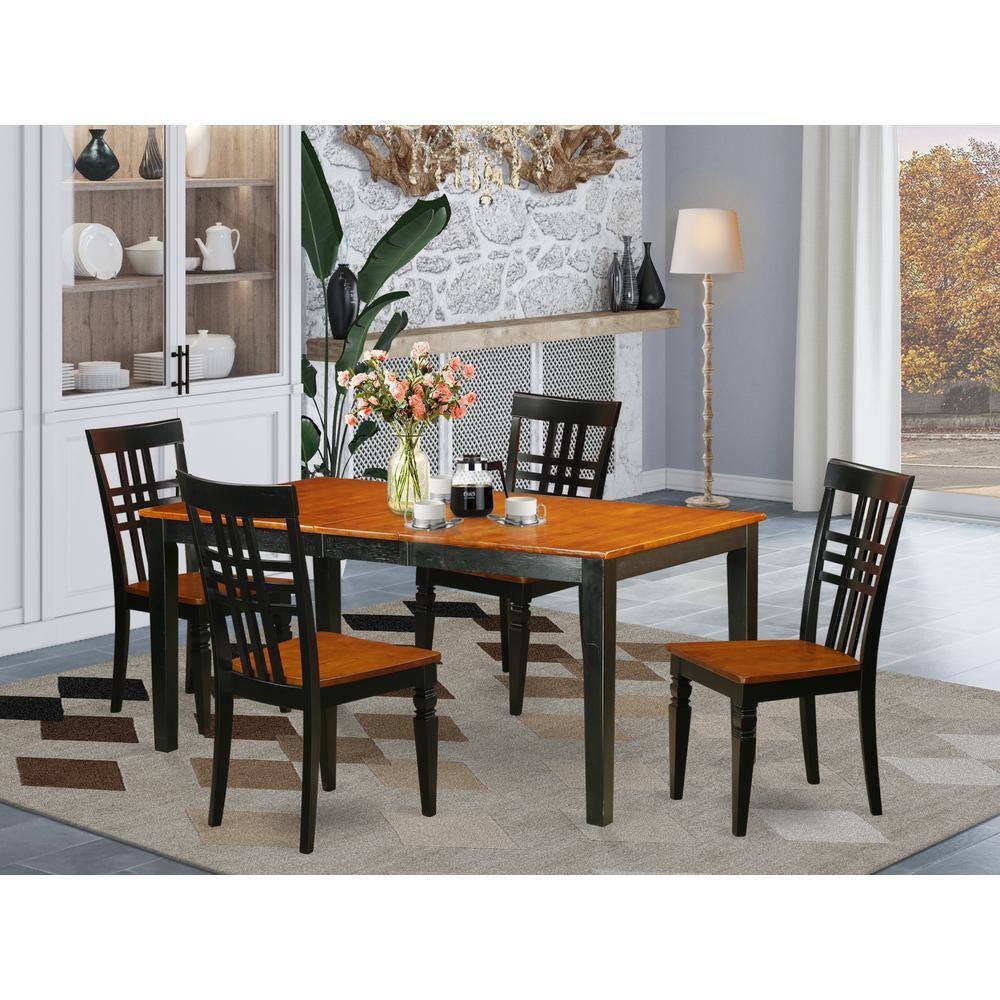 Back. East West Furniture - 5 PC Kitchen Table set with a Nicoli Table and 4 Dining Chairs in Black and Cherry - Black & Cherry.