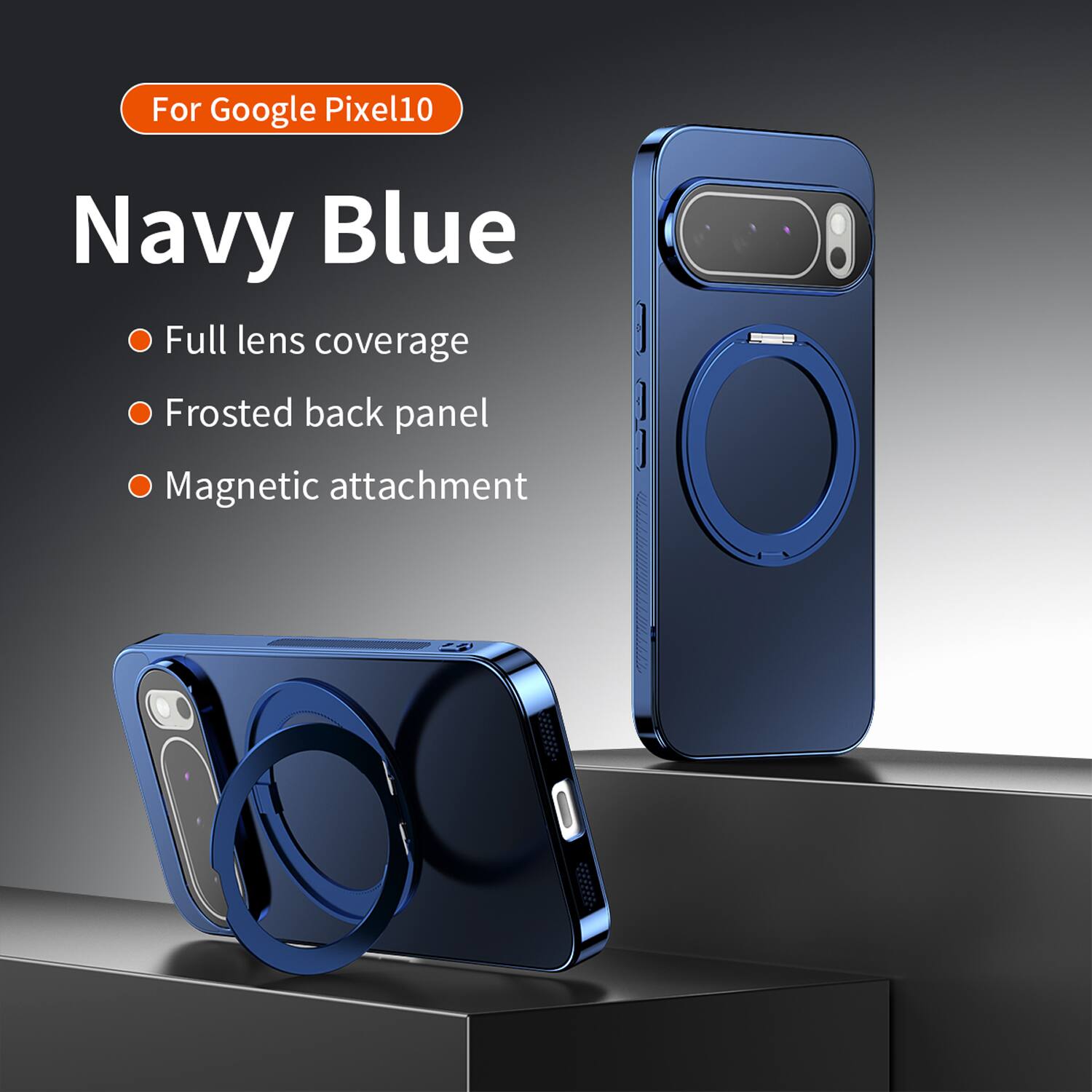 For Google Pixel 10

Navy Blue

- Full lens coverage
- Frosted back panel
- Magnetic attachment