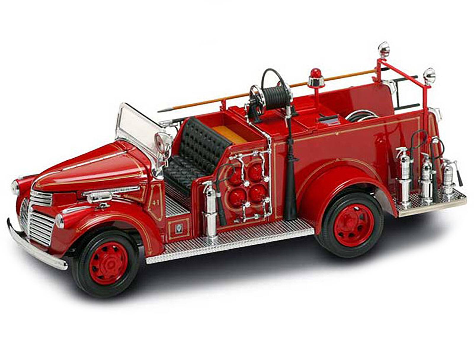 Alt View 1. Road Signature - 1941 GMC Fire Engine Red with Accessories 1/24 Diecast Model Car by Road Signature.