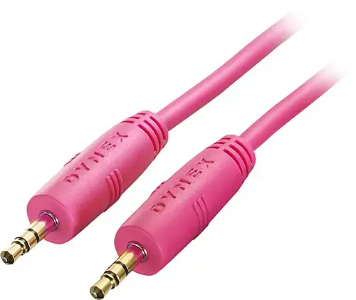 Front. Dynex™ - 3' 3.5mm Stereo Auxiliary Cable - Pink.