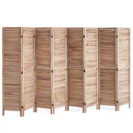 VEVOR - Room Divider, 8 Panel Folding Privacy Screen, 66.9 Inches Tall Indoor Louvered Partition Divider - Wood