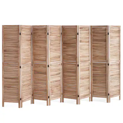 Front. VEVOR - Wood Room Divider, 8 Panel Wood Folding Privacy Screen, 66.9 Inches Tall Indoor Louvered Partition Divider - Wood.