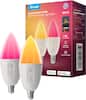 Govee Smart Bulb
RGBWW Candle Light Bulb
Wi-Fi
2 PACK
Lighting Facts
Brightness: 450 lumens
Estimated Yearly Energy Cost: $1.56 (Based on 3 hrs/day, 144 kWh/year)
Life: 22.8 years (Based on 3 hrs/day)
Light Appearance: Warm 2700K to Cool 6500K
Energy Used: 5.8 watts
Life Time: 25000H
64 Scene Modes
Dimmable
Works with Alexa
Works with Google Home
25000H Life Time
64 Scene Modes
8 50061 99845 3
