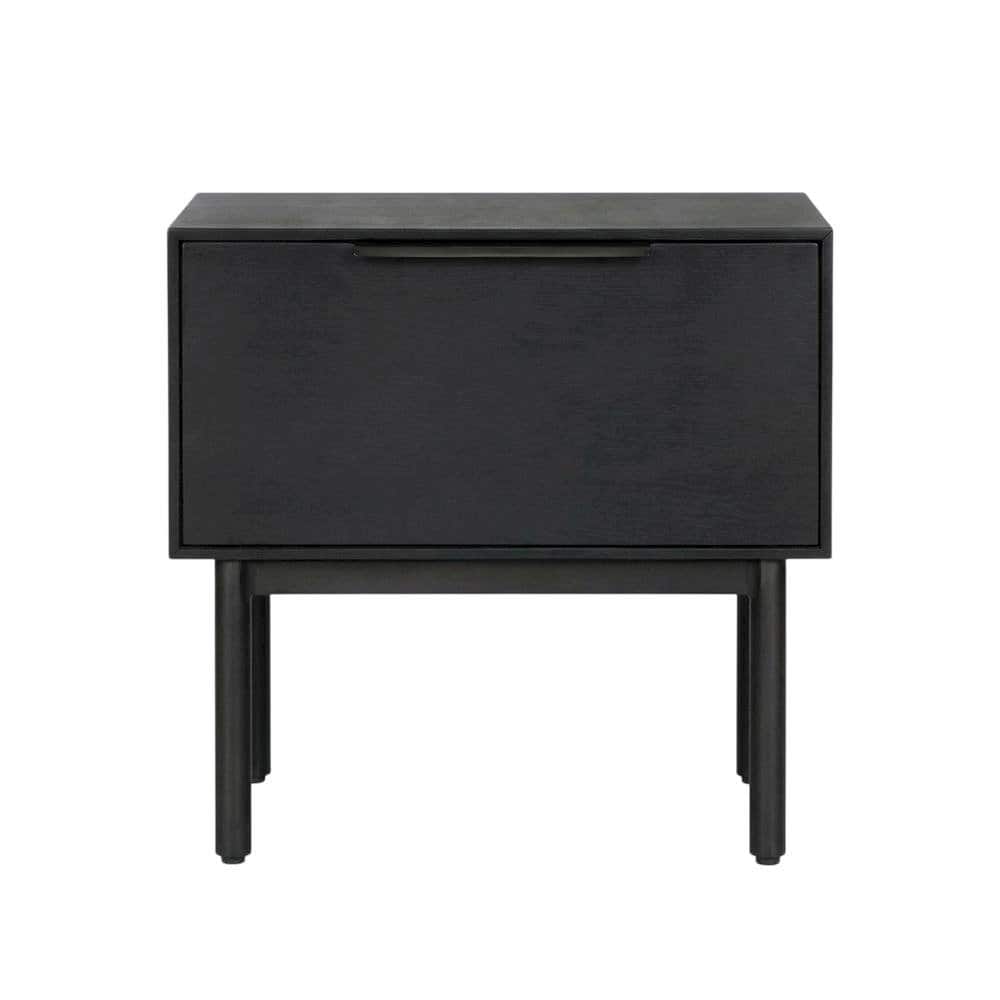Starlight Canyon Home - modern nightstand with mahogany wood veneer and spacious drawer - Black
