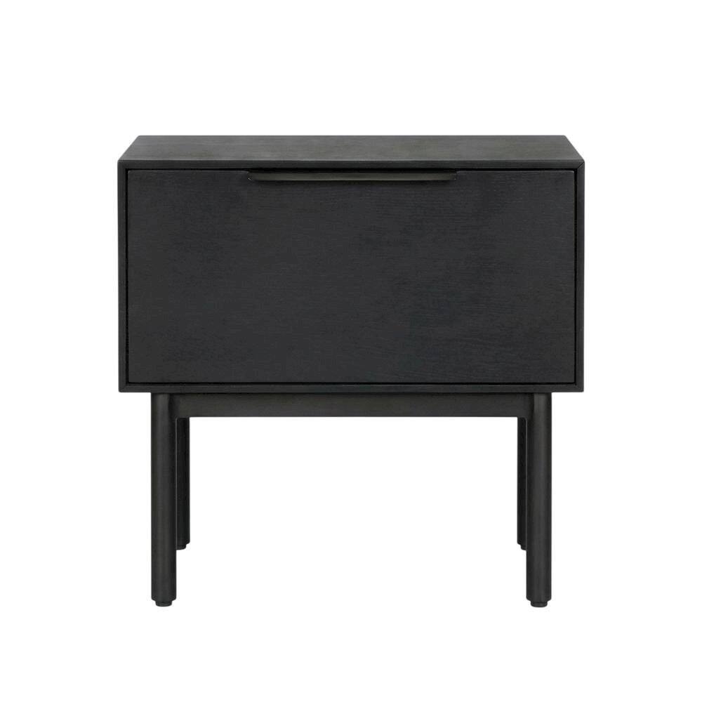 Front. Starlight Canyon Home - Black modern nightstand with mahogany wood veneer and spacious drawer - Black.