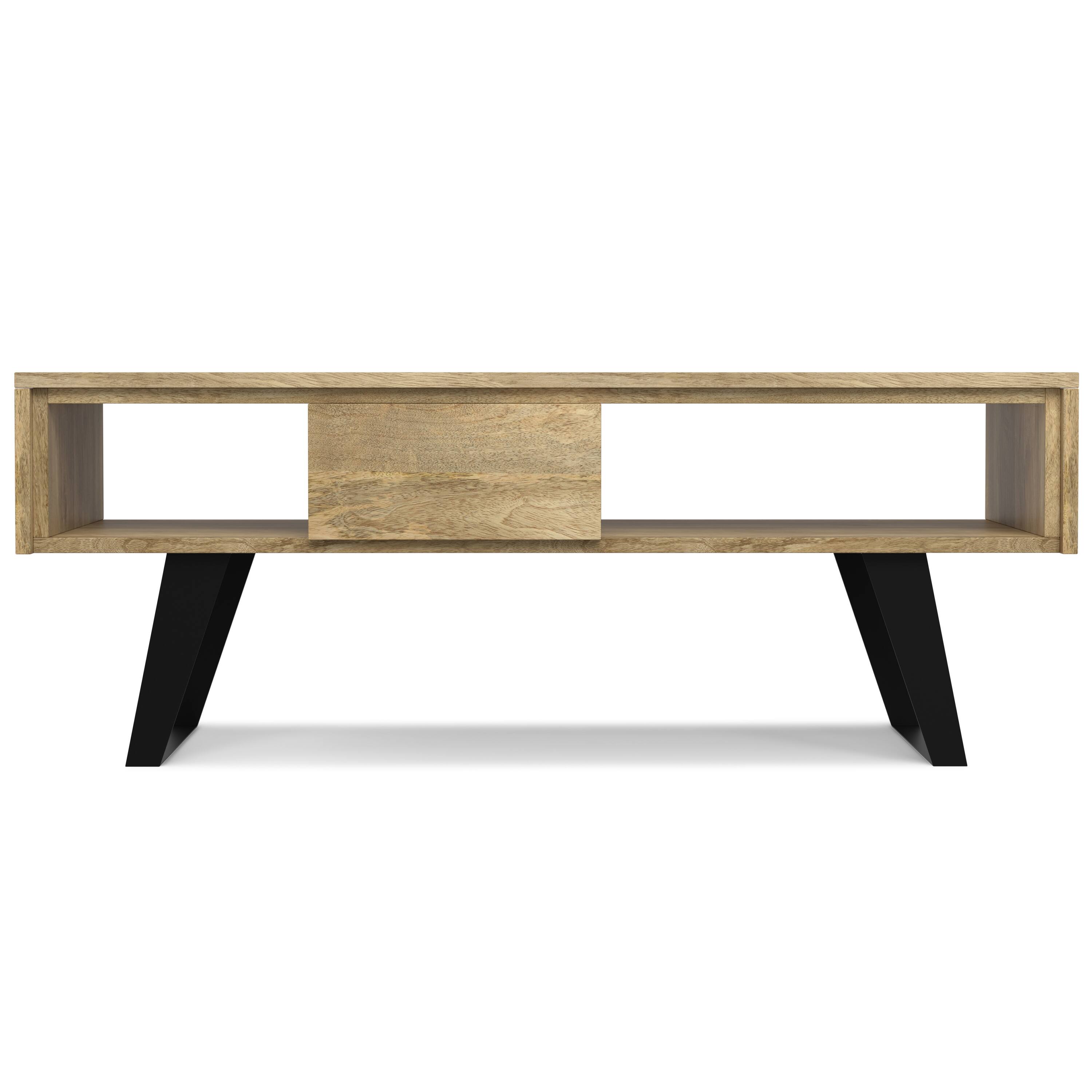 Left. Simpli Home - Lowry SOLID MANGO WOOD and Metal 48 inch Wide Rectangle Modern Industrial Coffee Table in Natural - Natural.