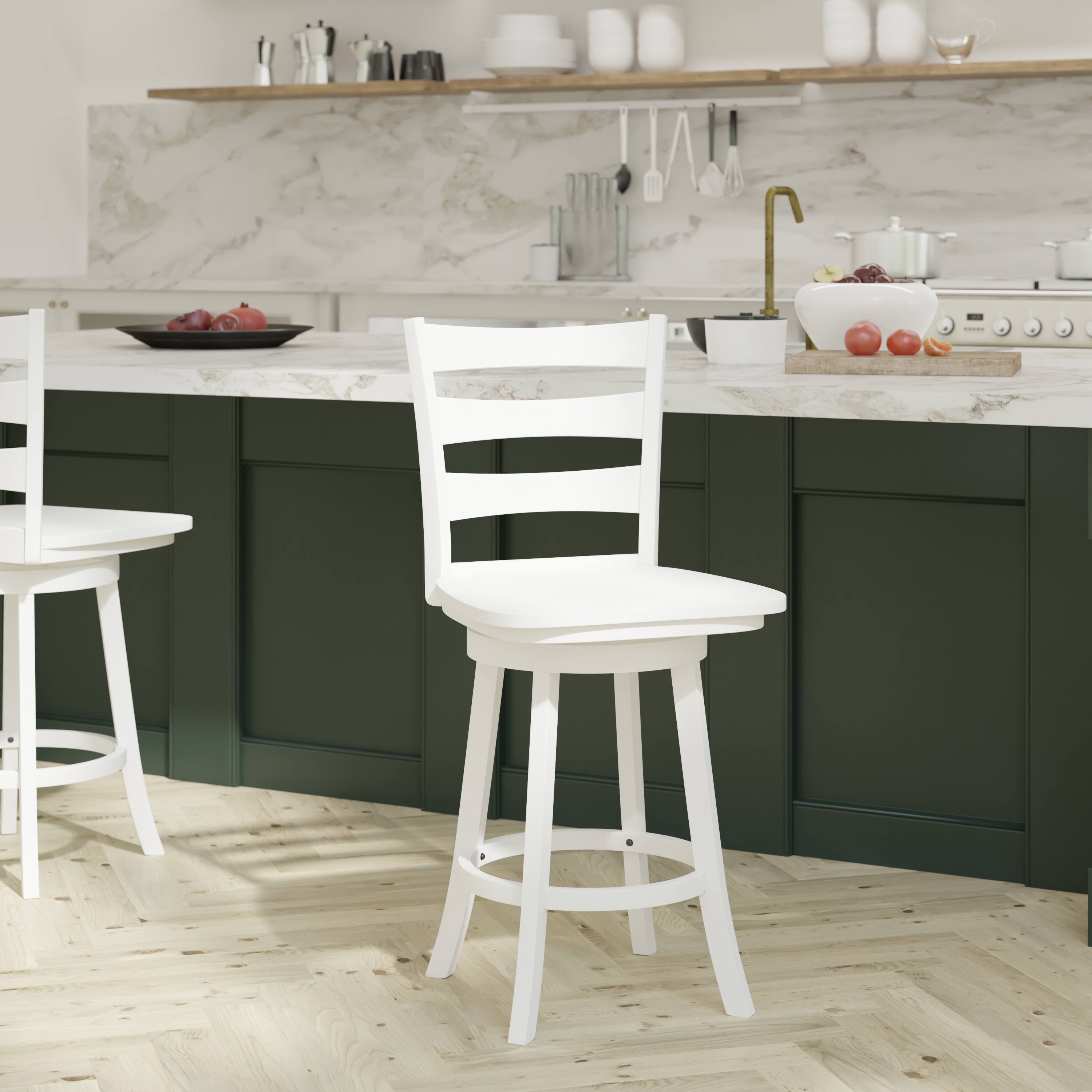 White Wooden Counter Height Stools