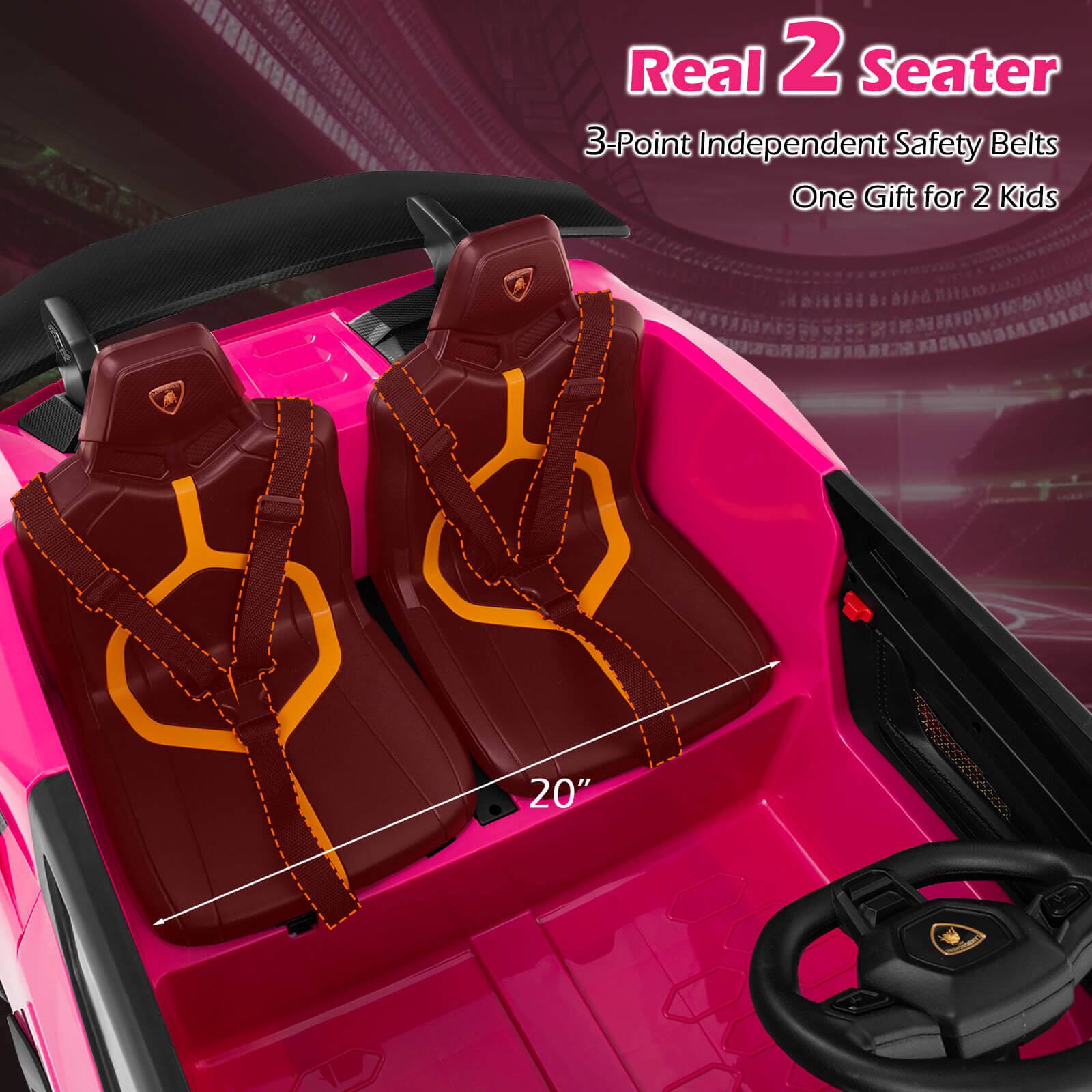 Real 2 Seater  
3-Point Independent Safety Belts  
One Gift for 2 Kids  
20"