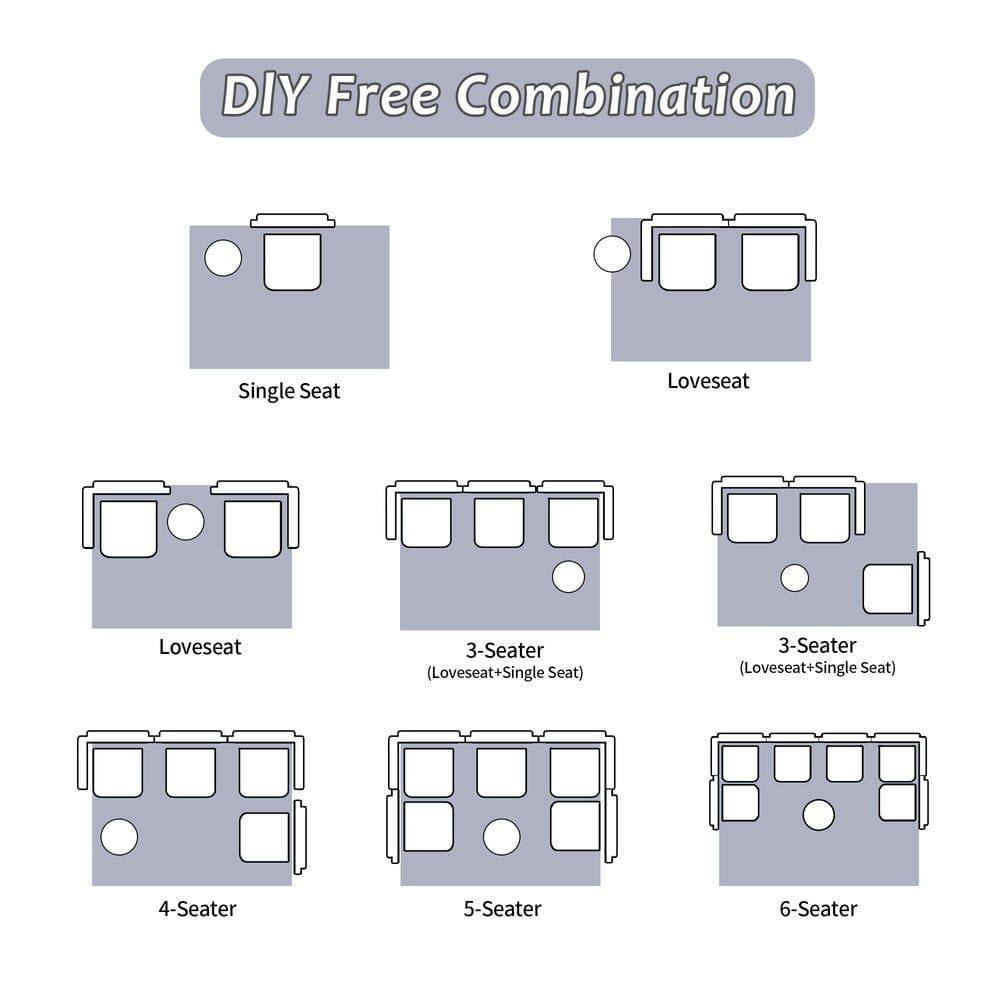 DIY Free Combination

- Single Seat
- Loveseat
- Loveseat (Loveseat+Single Seat)
- 3-Seater (Loveseat+Single Seat)
- 4-Seater
- 5-Seater
- 6-Seater