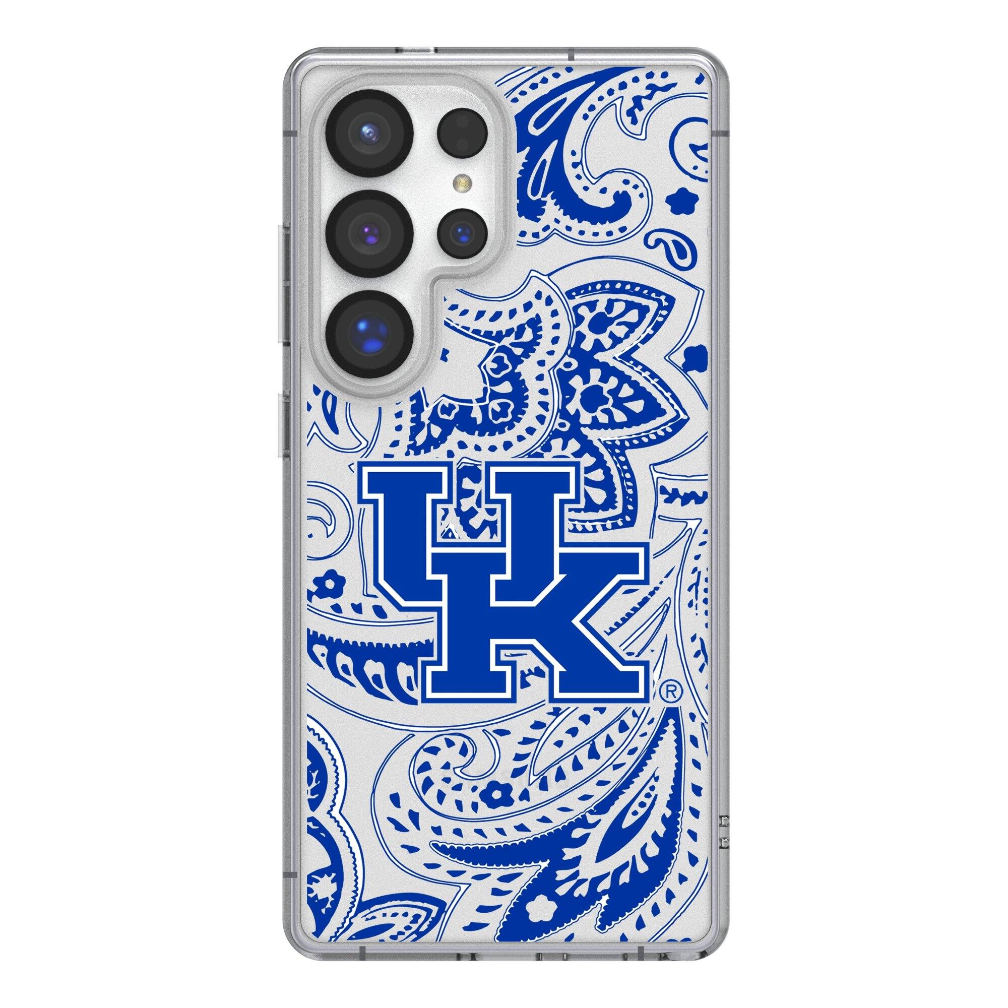 Front. Keyscaper - Kentucky Wildcats Paisley Galaxy Clear Case - S24 - Multicolor.