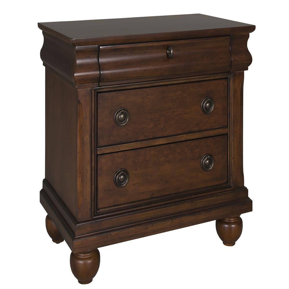 Angle. Liberty Furniture Industries - Rustic Traditions Night Stand in Rustic Cherry - Cherry.