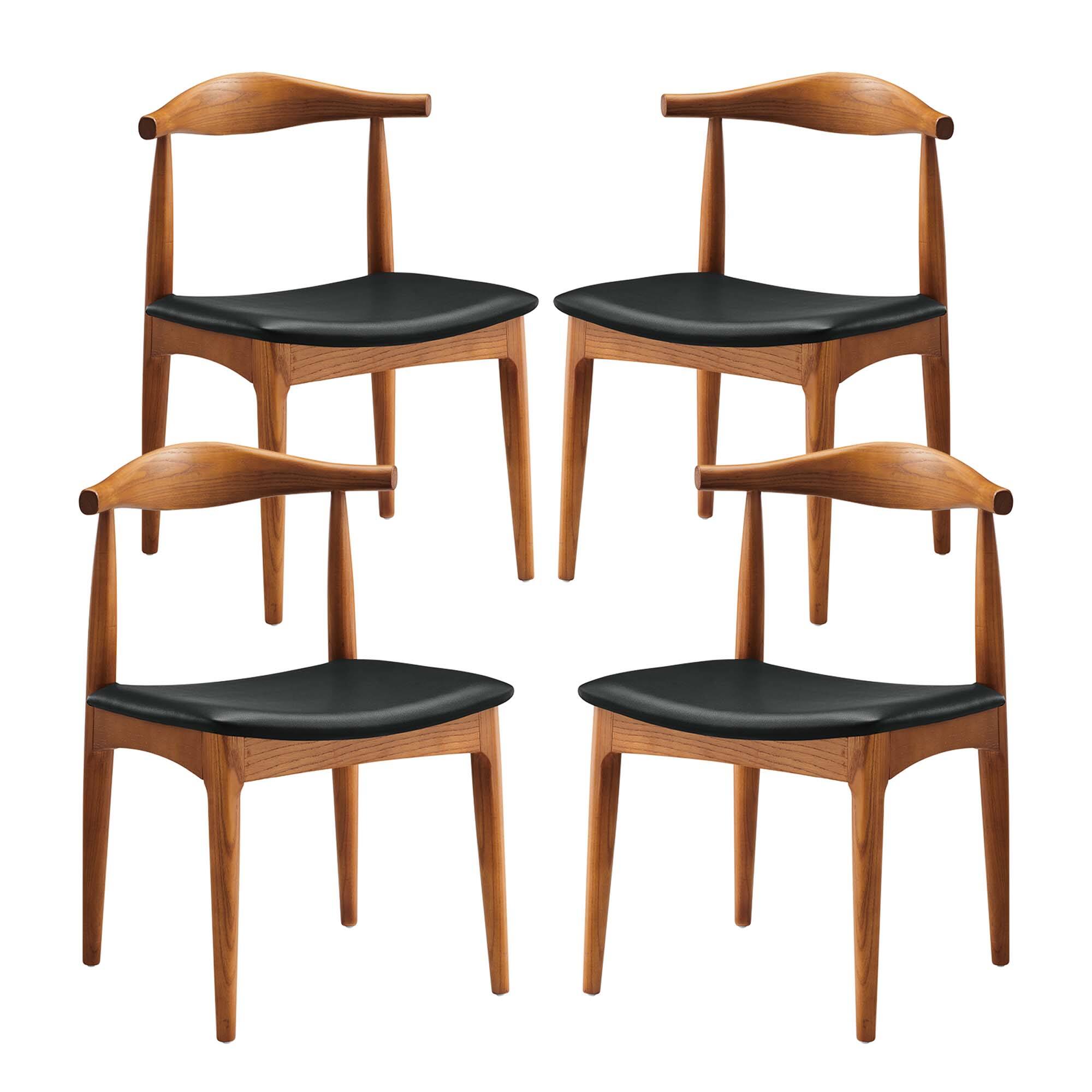Angle. Modway - Tracy Wood Dining Chairs Set of 4 by Modway - Black.
