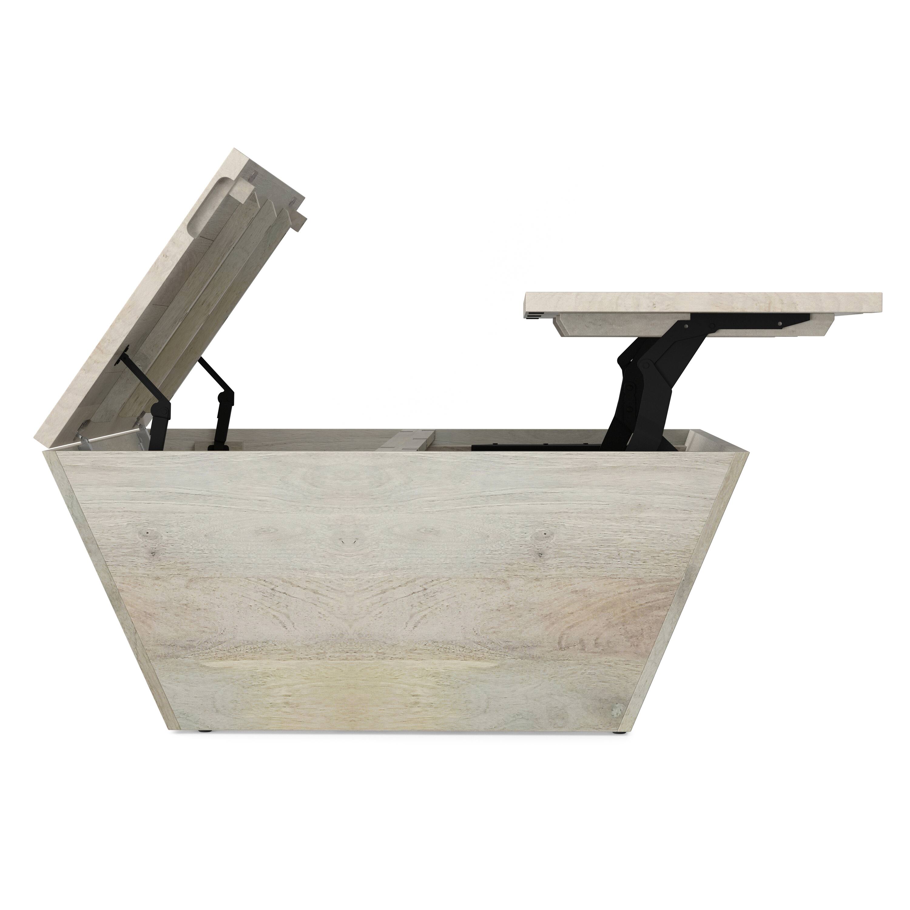 Alt View 1. Simpli Home - Abba 36 inch Wide Solid Mango Modern Lift Top Coffee Table in White Wash - White Wash.