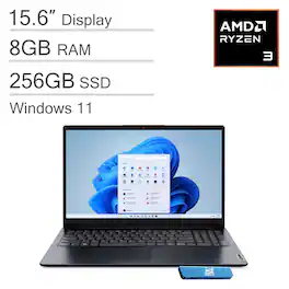 Lenovo - Ideapad 1 15Amn7 15.6" Laptop Ryzen 3 7320U 2.4GHz 8GB 256GB SSD W11H - Abyss Blue