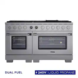 60 in. 7.9 cu. ft. Dual Fuel Range, 10 Burners, LP, Stainless Steel, Kucht Horus Thermostat - Stainless Steel