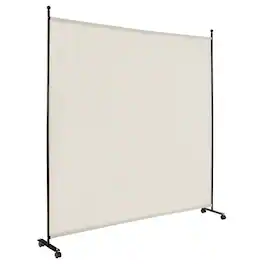 Costway - 6FT Single Panel Room Divider with Wheels Rolling Fabric Partition Privacy Screen - White