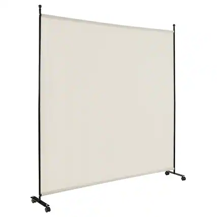 Front. Costway - Costway 6FT Single Panel Room Divider with Wheels Rolling Fabric Partition Privacy Screen - White.