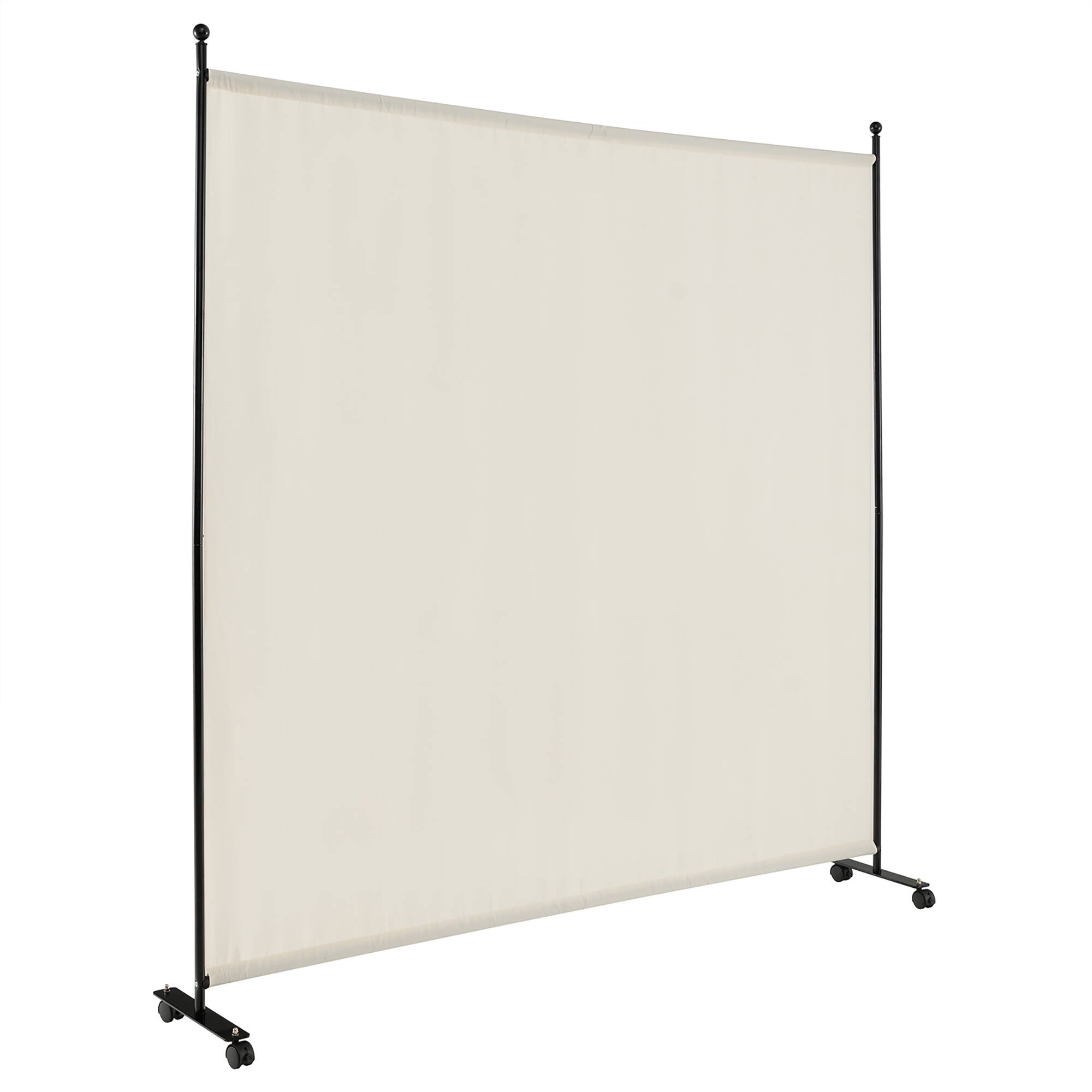 Front. Costway - Costway 6FT Single Panel Room Divider with Wheels Rolling Fabric Partition Privacy Screen - White.