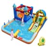Front. Costway - Costway Giant Water Slide Bounce House with Climbing Wall Splash Pool 735W Blower Included - Multicolor.