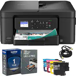 Brother - Work Smart 1360 Wireless All-in-One Inkjet Printer with Auto Duplex Printing MFC-J1360DW + Print Like A Pro Bundle