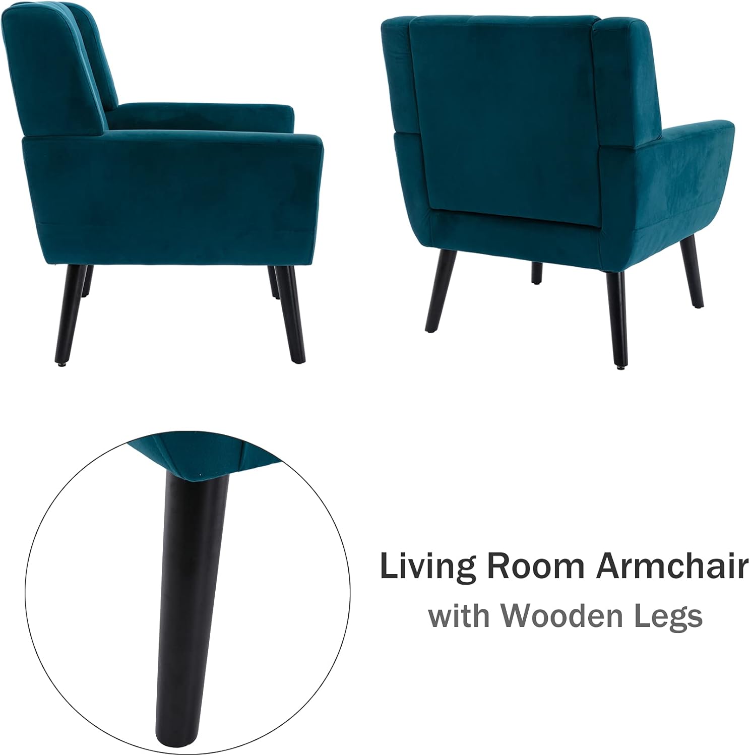 Living Room Armchair with Wooden Legs
