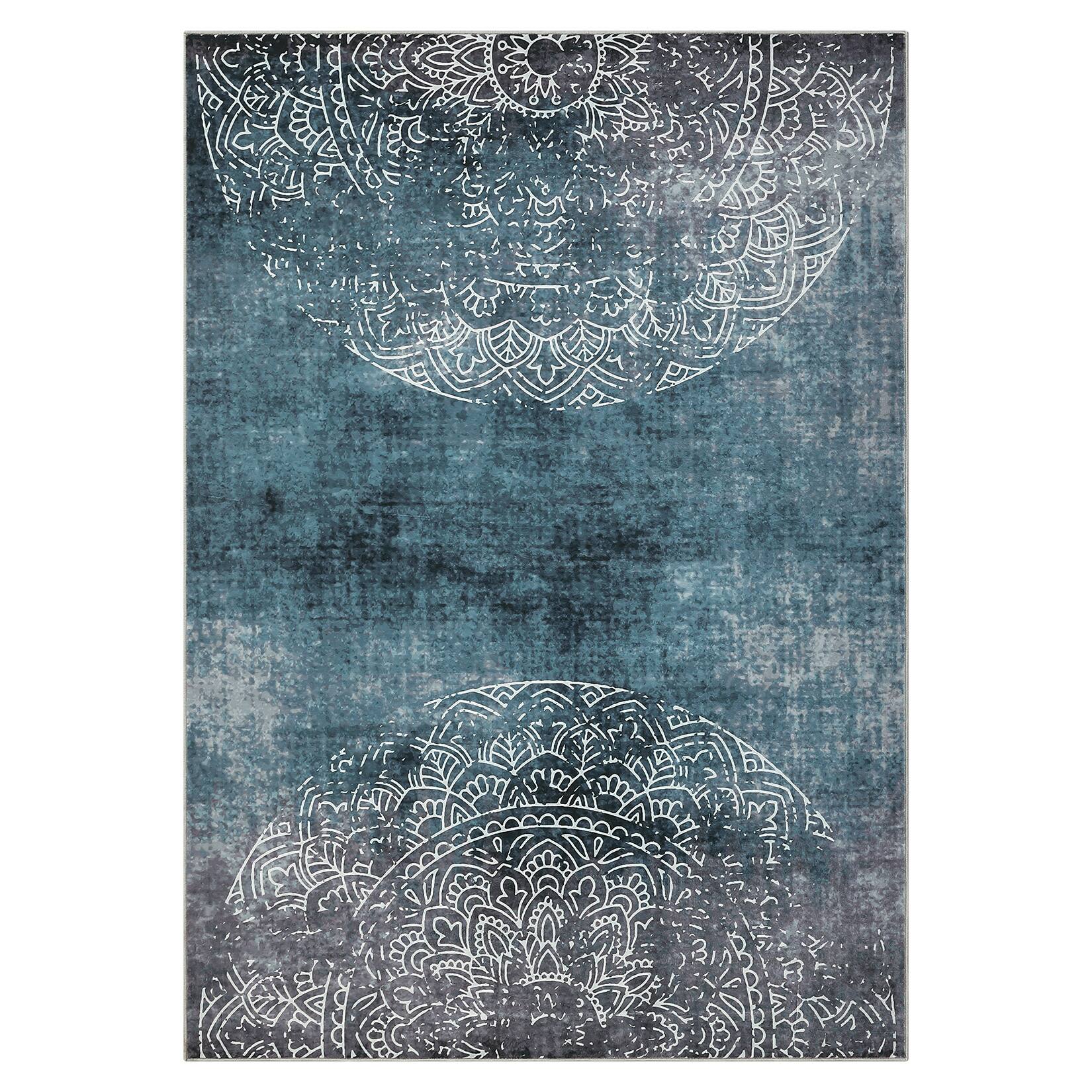 Front. GAOMON - Modern Gradient Area Rug Machine Washable Non Slip Non Shedding Stain Resistant Floor Cover for Living Room Laundry - Brown Green.