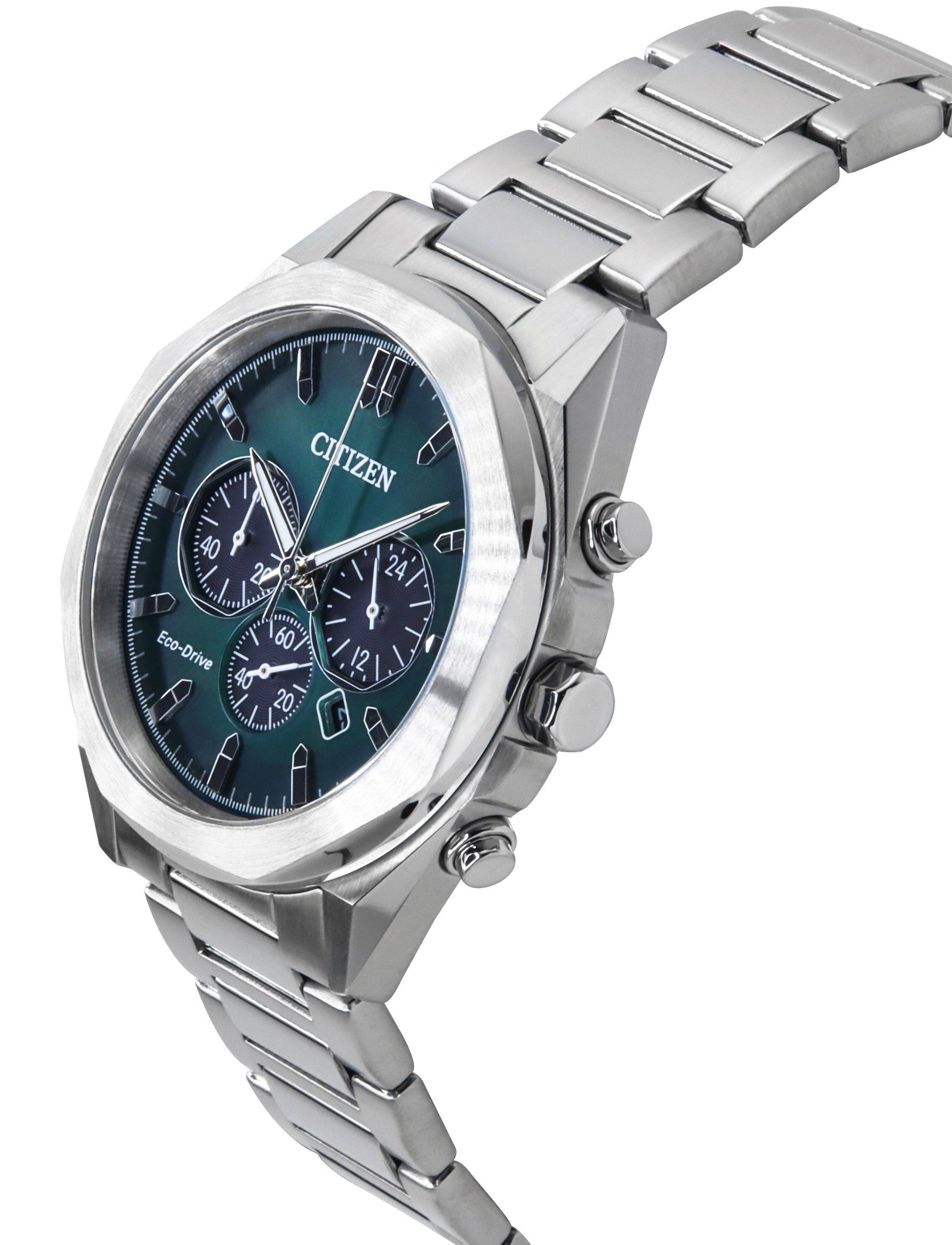 Citizen Eco Drive Chronograph Stainless Steel Green Dial CA4590