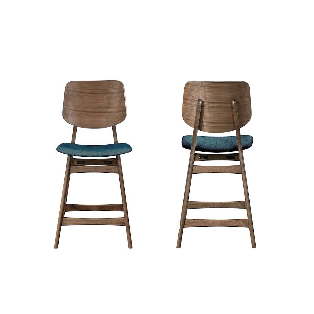 Alt View 1. New Classic Furniture - Oscar Wood Counter Chair in Walnut/Teal (Set of 6) - Teal.