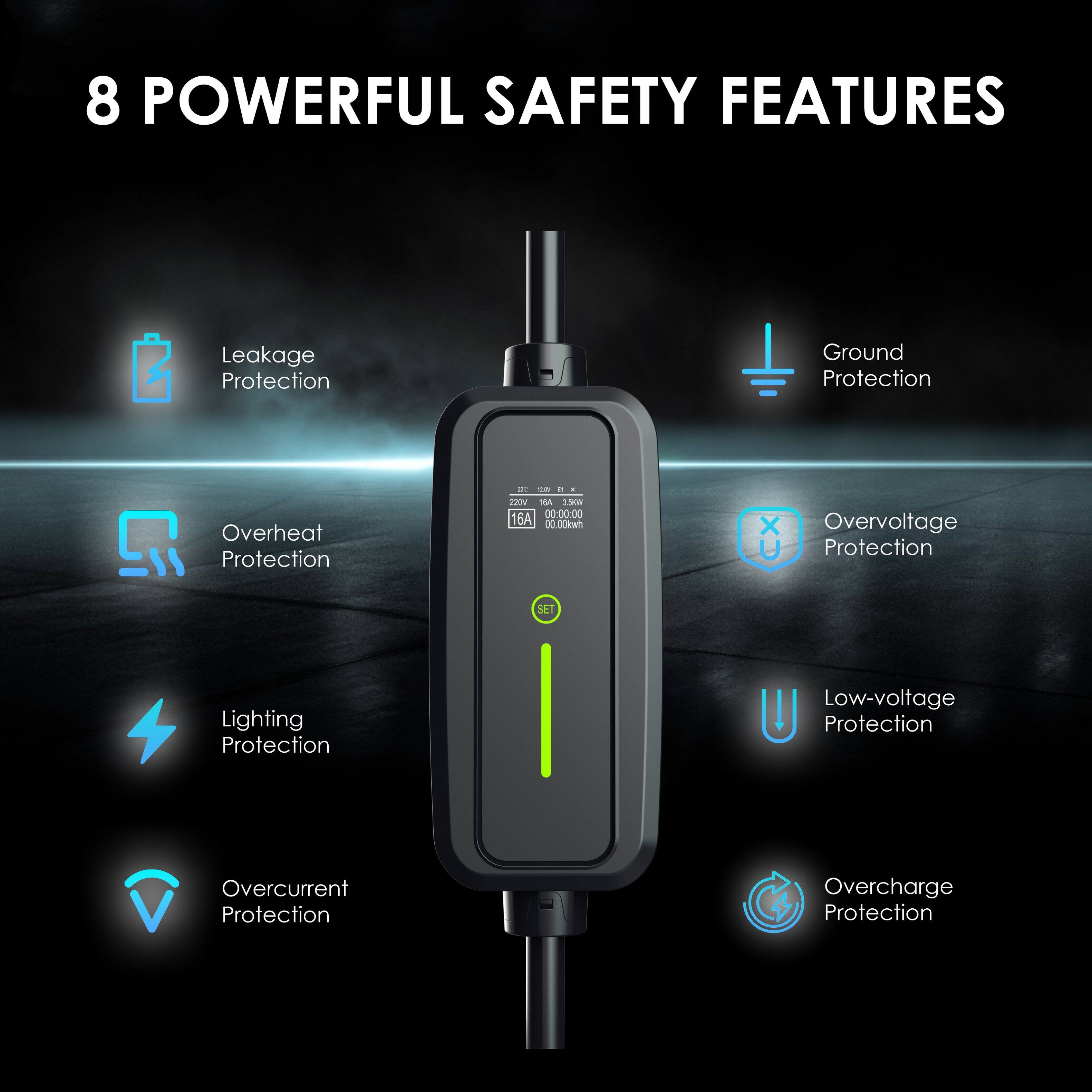 8 POWERFUL SAFETY FEATURES

- Leakage Protection
- Ground Protection
- Overheat Protection
- Overvoltage Protection
- Lighting Protection
- Low-voltage Protection
- Overcurrent Protection
- Overcharge Protection