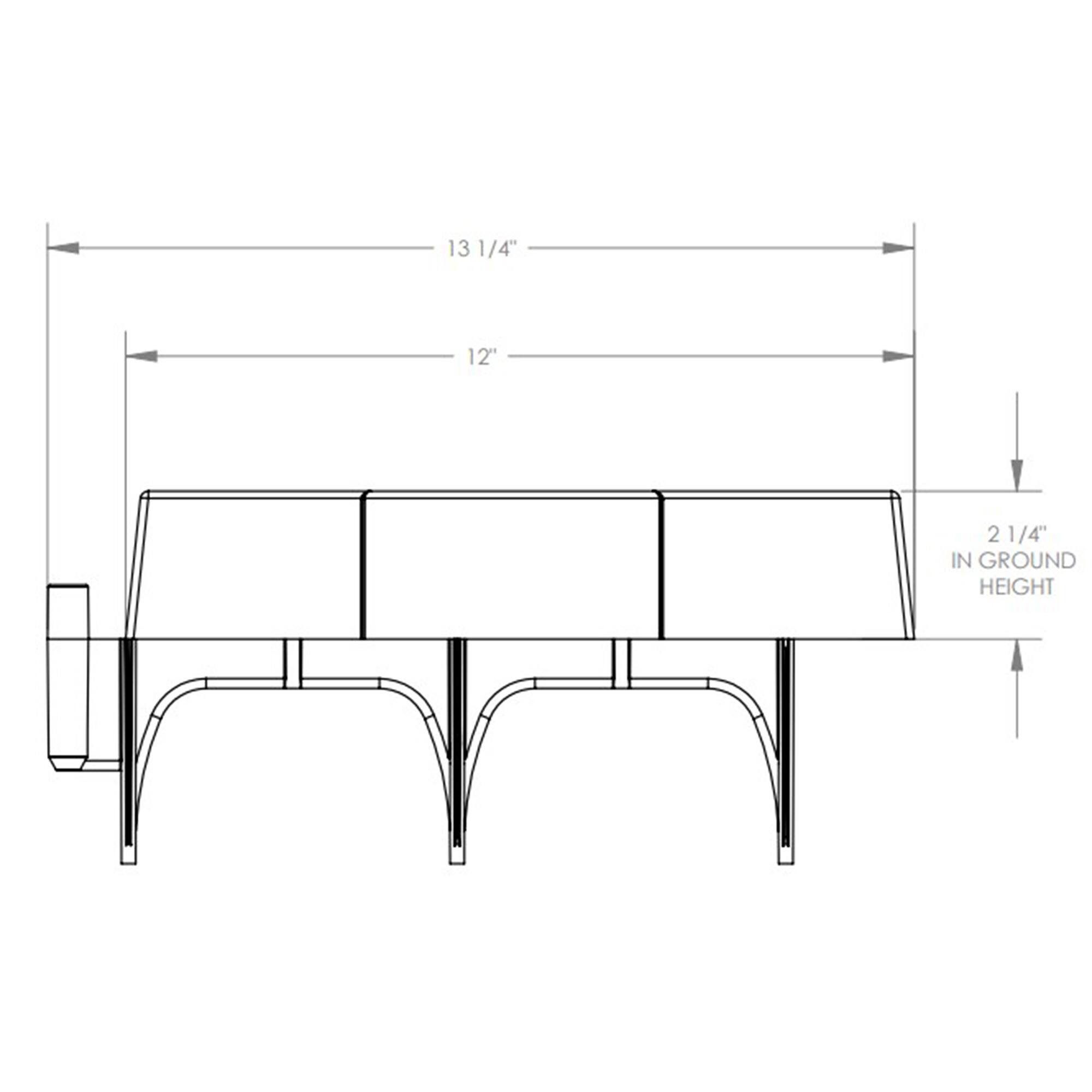 13 1/4" 12" 2 1/4" IN GROUND HEIGHT