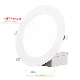 Infibrite - 6 In. Ultra-Thin Recessed LED Downlight 12W 1050LM Adjustable Fire Rated, Wet Rated, Triac Dimmable 6-Pa - White