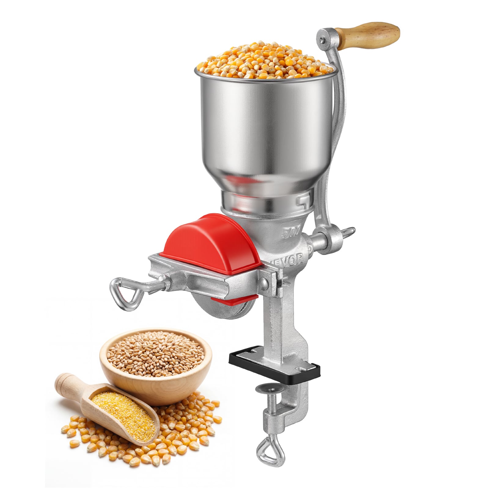 VEVOR - Manual Grain Mill with High Hopper, Hand-Crank Corn Grinder, Heavy Duty Cast Iron Wheat Grinding Mill with Stable Table - Silver price history on PriceWatchPro