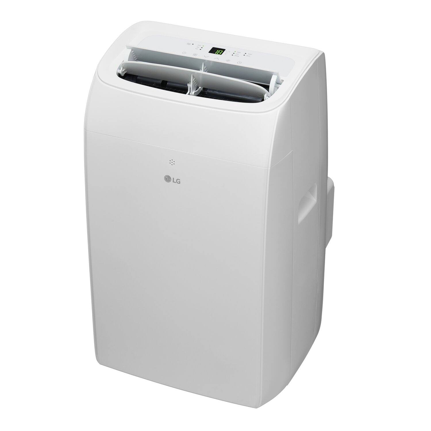Left. LG - 450 Sq. Ft. 10,200 BTU DOE (14,000 BTU ASHRAE) Smart Portable Air Conditioner - White.